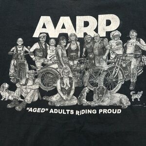 Y2K AARP Humor Sleeveless Shirt Size XL Men’s “Aged Adults Riding Proud” Bikers
